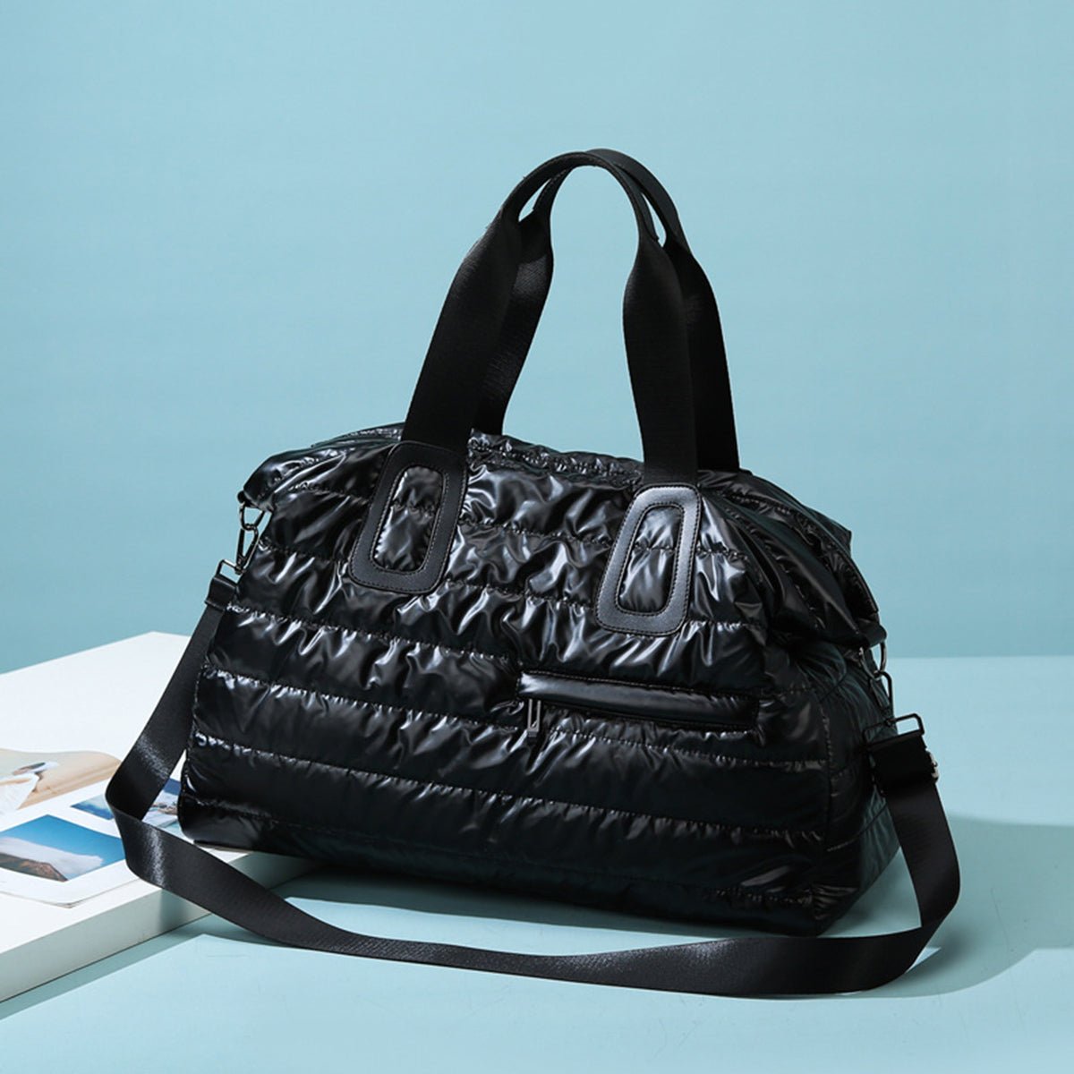 Quilted Nylon Oversize Travel Bag - Lily Bloom