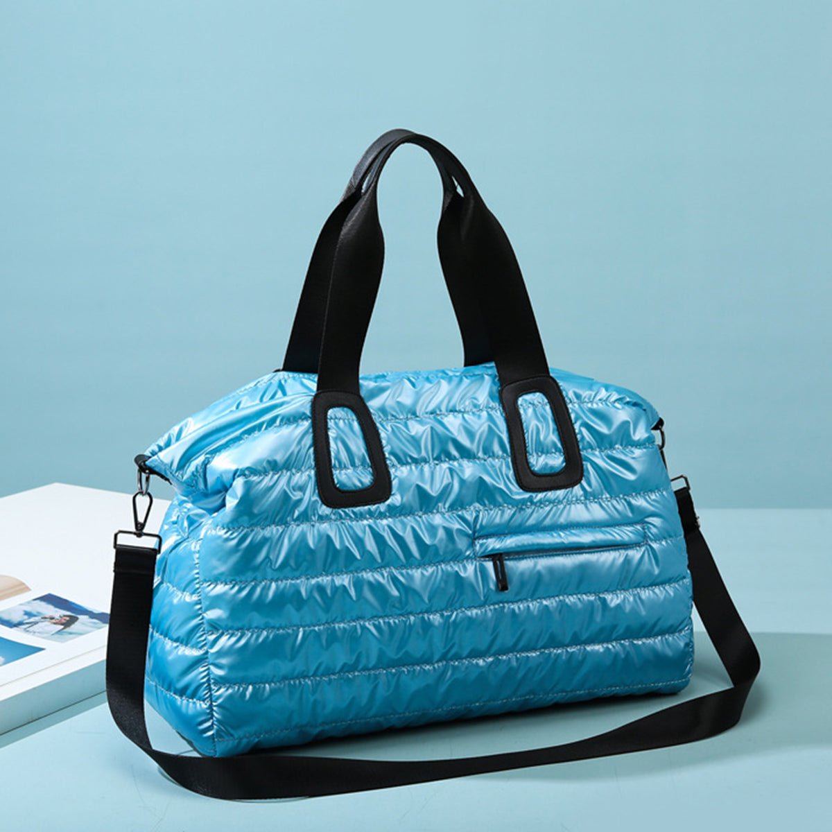 Quilted Nylon Oversize Travel Bag - Lily Bloom