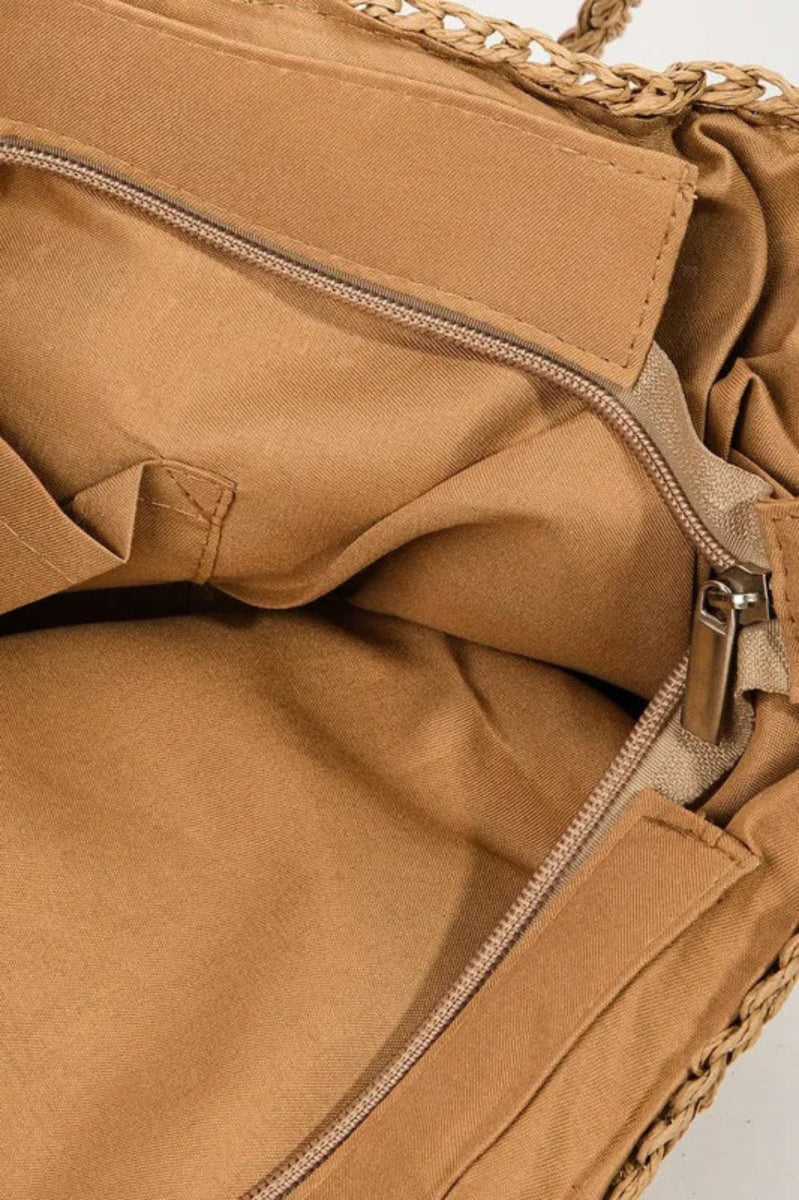 Square Braided Pattern Tote Bag - Lily Bloom