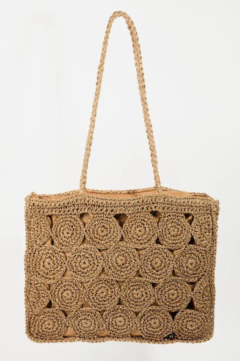 Square Braided Pattern Tote Bag - Lily Bloom