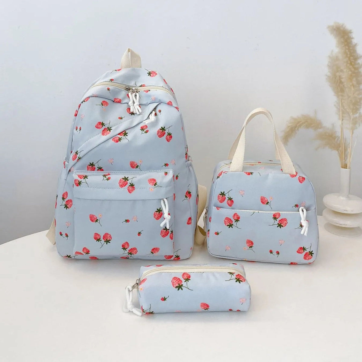 Strawberry Print Canvas Bag Set - Lily Bloom