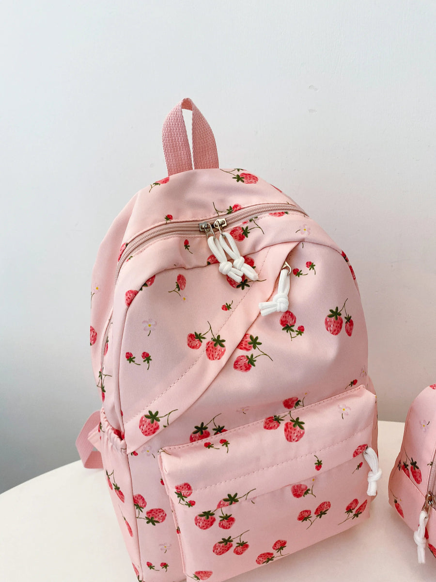 Strawberry Print Canvas Bag Set - Lily Bloom