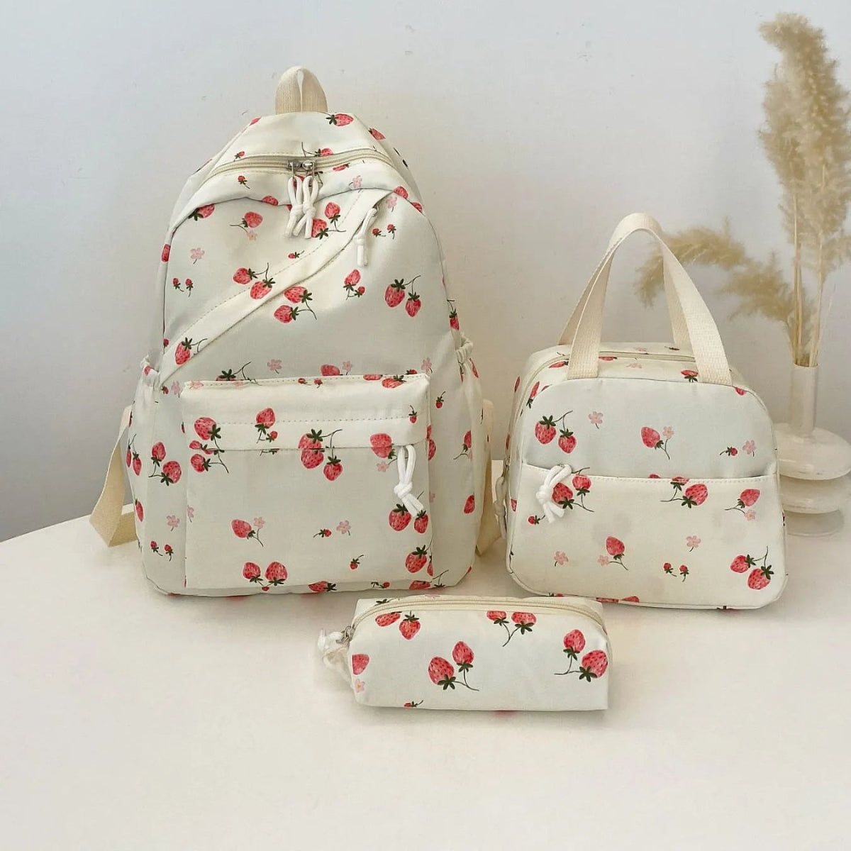 Strawberry Print Canvas Bag Set - Lily Bloom