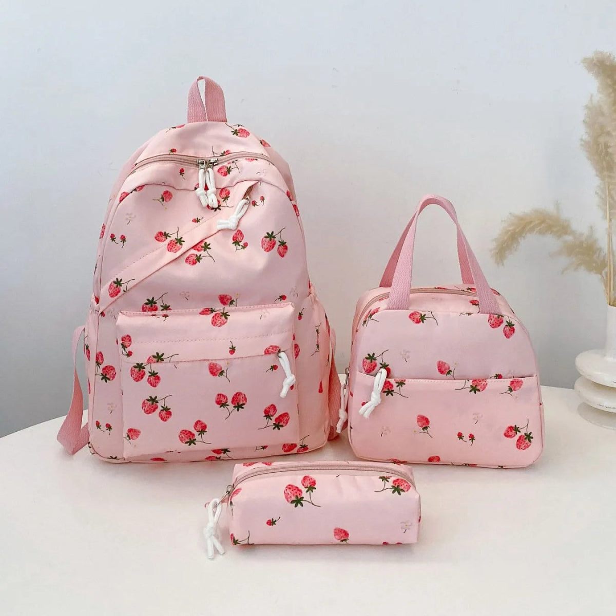 Strawberry Print Canvas Bag Set - Lily Bloom