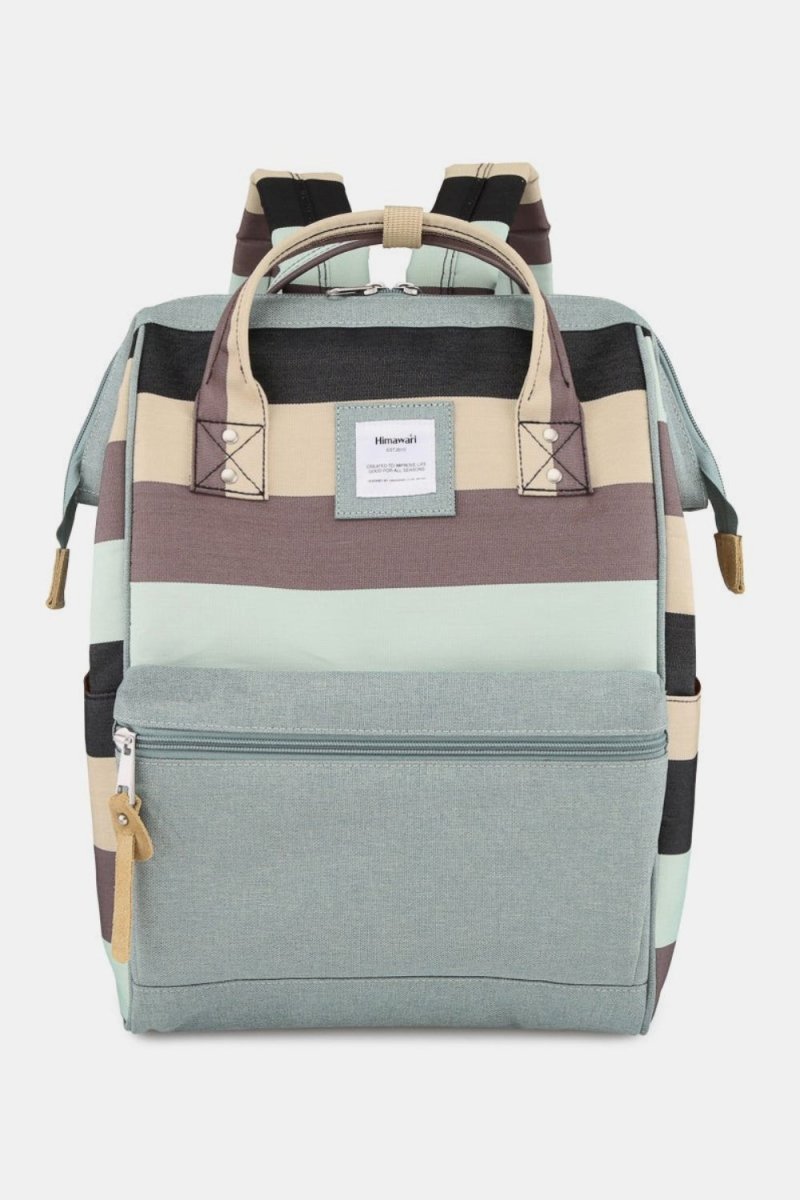 Striped Waterproof Backpack Bag Side Pockets - Lily Bloom