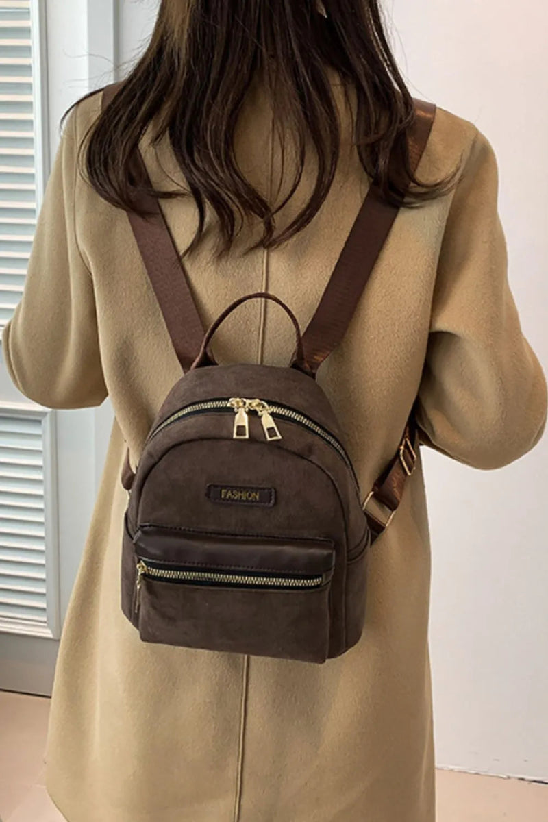 Suede Adjustable Strap Backpack Bag - Lily Bloom