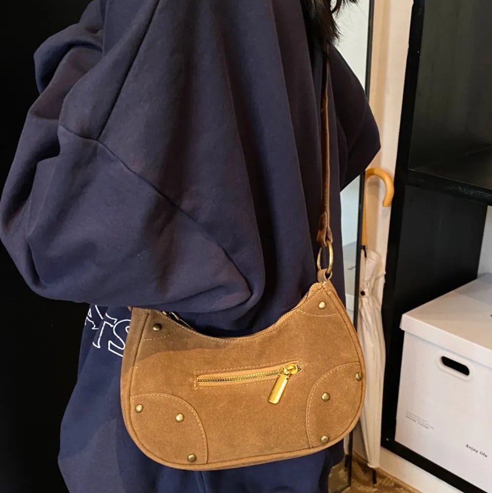 Suede Adjustable Strap Shoulder Bag - Lily Bloom