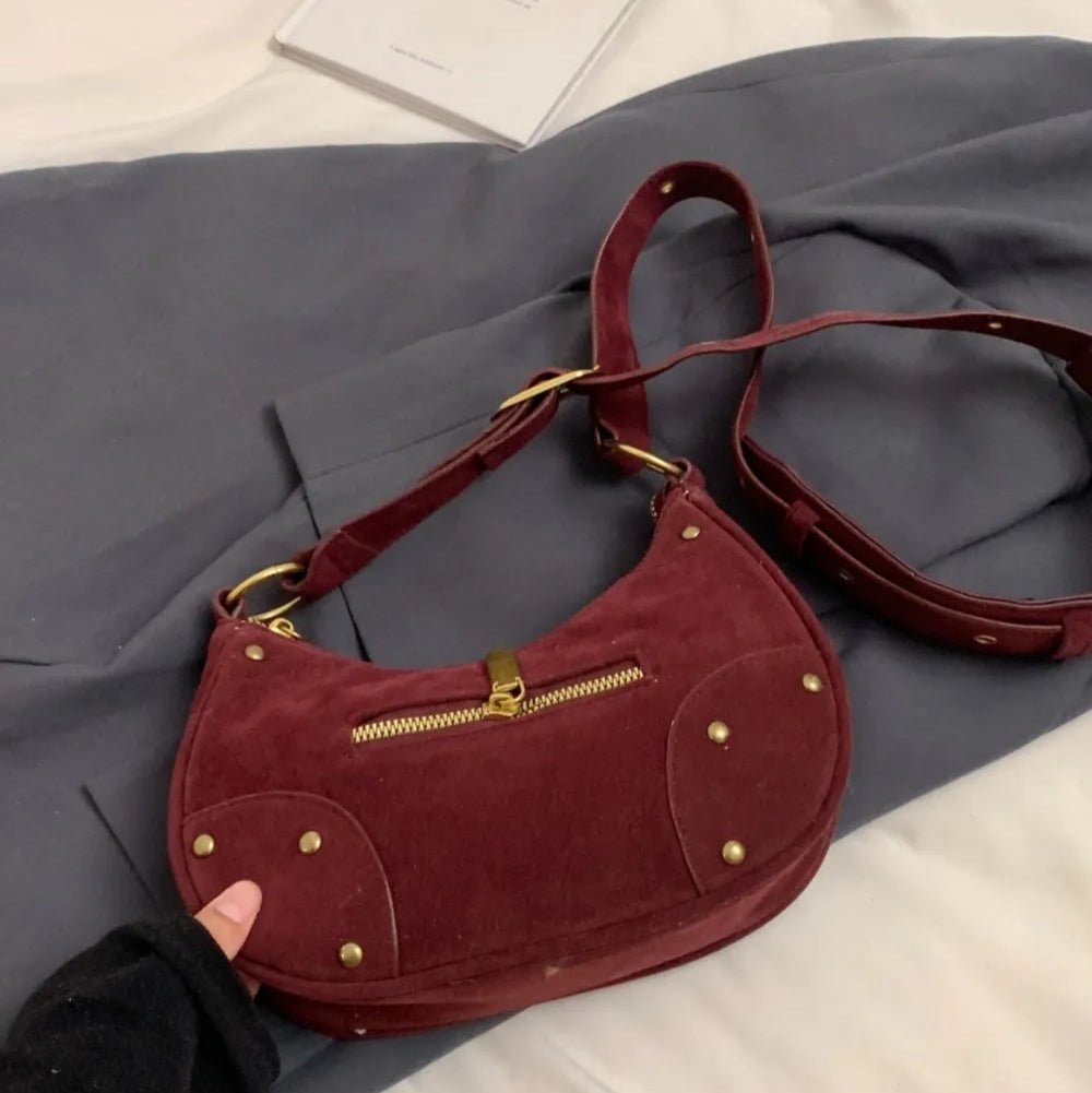 Suede Adjustable Strap Shoulder Bag - Lily Bloom