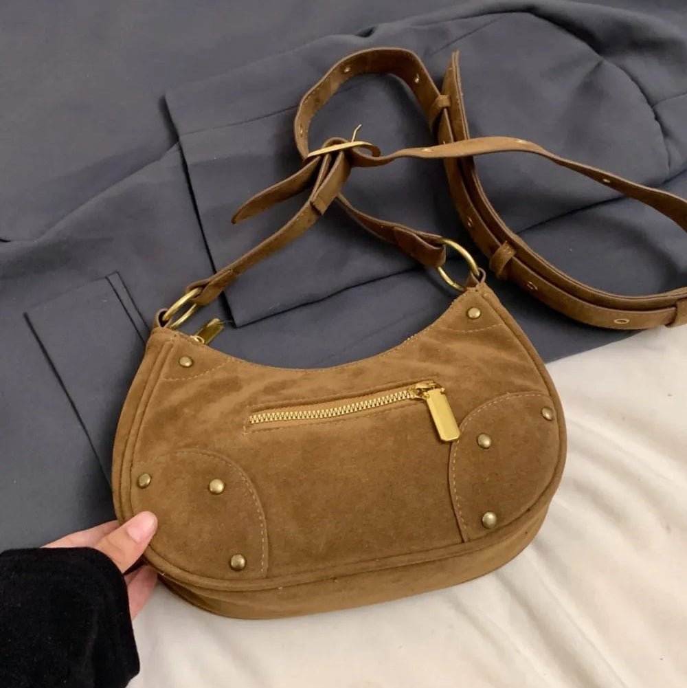 Suede Adjustable Strap Shoulder Bag - Lily Bloom