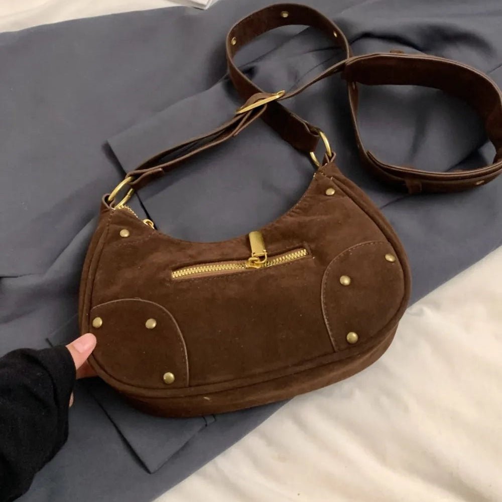 Suede Adjustable Strap Shoulder Bag - Lily Bloom