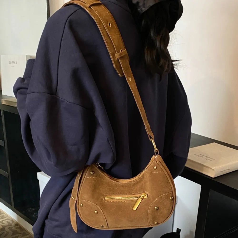 Suede Adjustable Strap Shoulder Bag - Lily Bloom