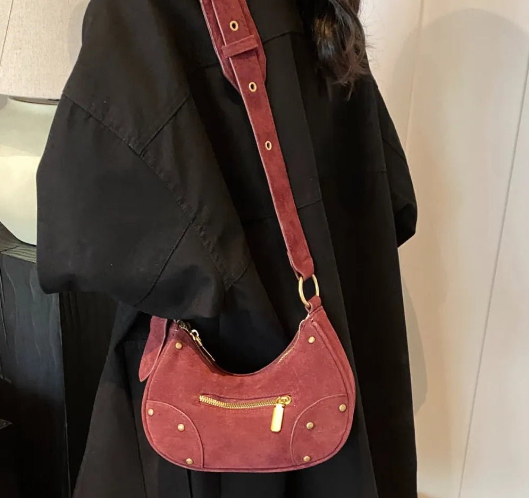 Suede Adjustable Strap Shoulder Bag - Lily Bloom