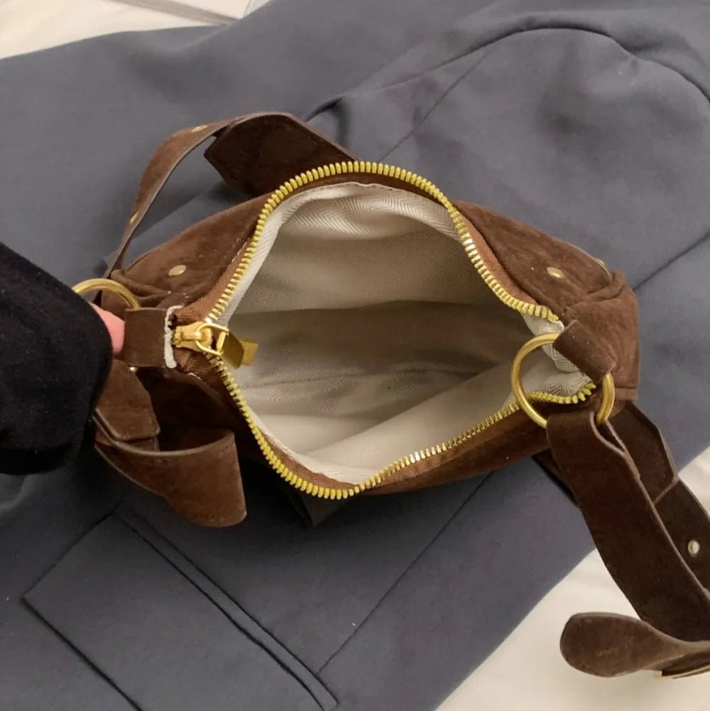 Suede Adjustable Strap Shoulder Bag - Lily Bloom