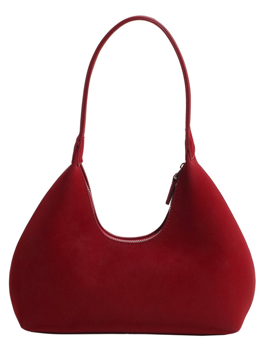 Suede Shoulder Bag: Zippered Purse Perfection - Lily Bloom
