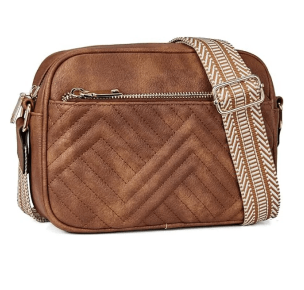 Tassel Vegan Leather Printed Strap Cassette Crossbody Bag - Lily Bloom