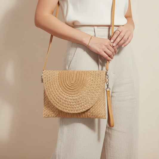 Tight Woven Envelope Clutch Bag - Lily Bloom