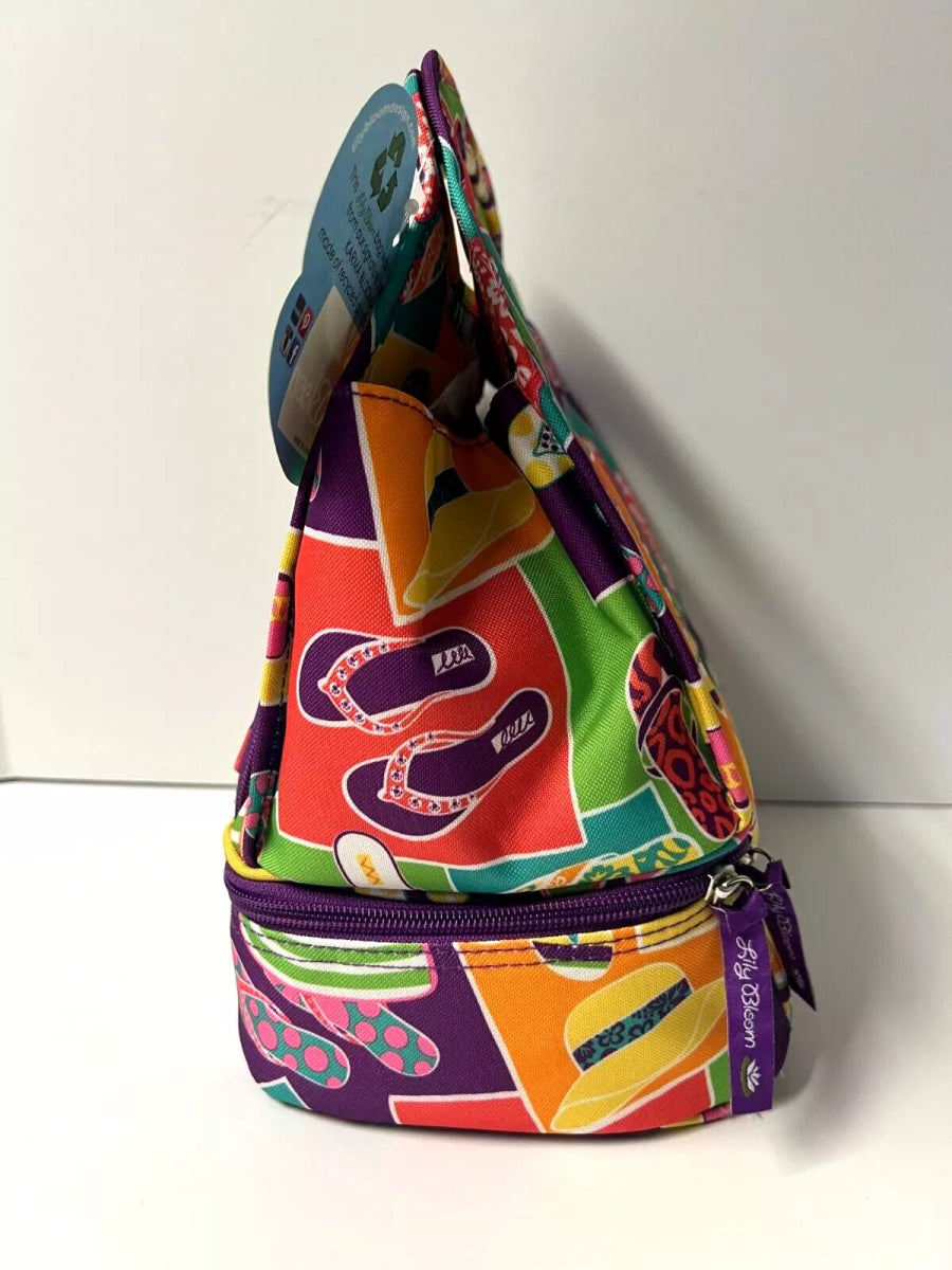 Top Handle Insulated Lunch Bag in Flip Flop Pattern - Lily Bloom