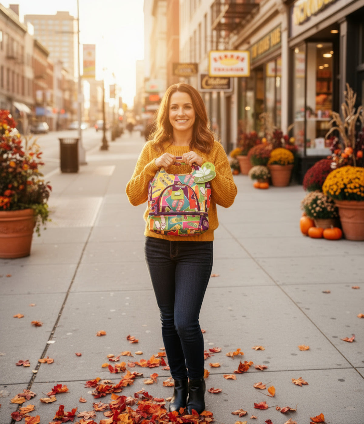 Top Handle Insulated Lunch Bag in Flip Flop Pattern - Lily Bloom