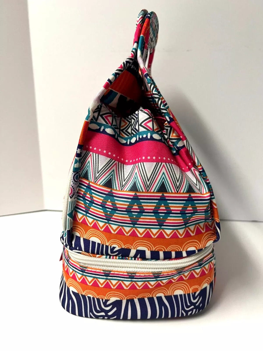 Top Handle Insulated Lunch Bag in Tribal Stripe Pattern - Lily Bloom