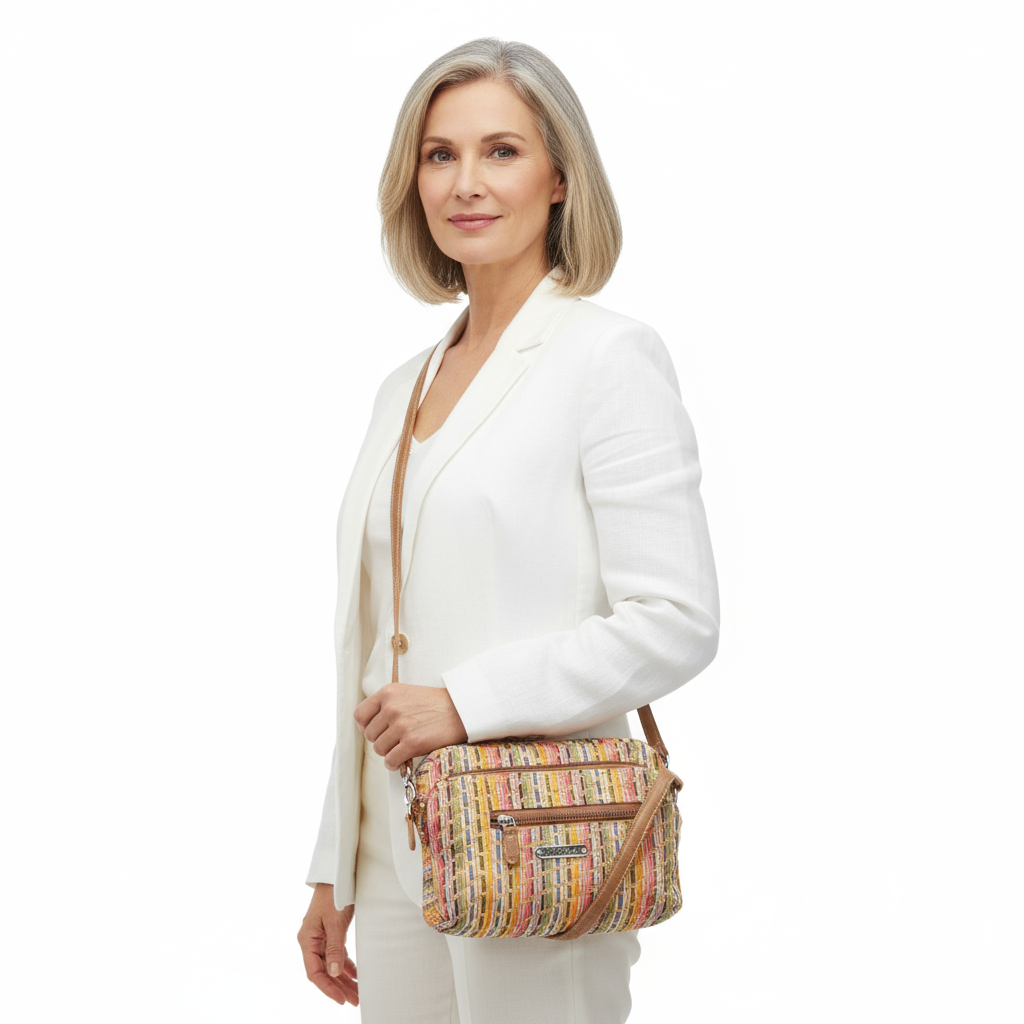 Top zip closure Crossbody Bag - Lily Bloom