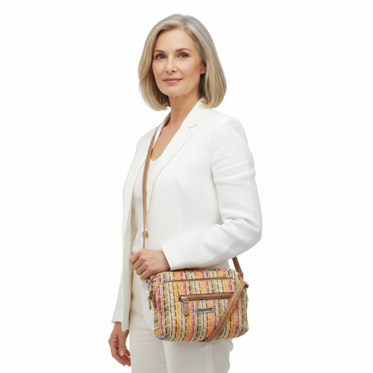 Top zip closure Crossbody Bag - Lily Bloom