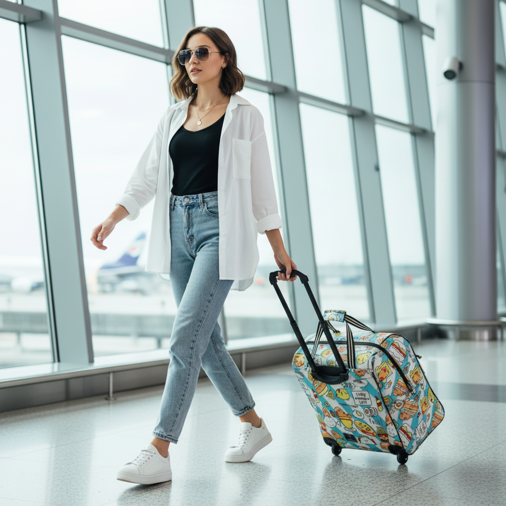 Travel Duffle Trolley Rolling Suitcase Carry On Luggage Bag - Lily Bloom