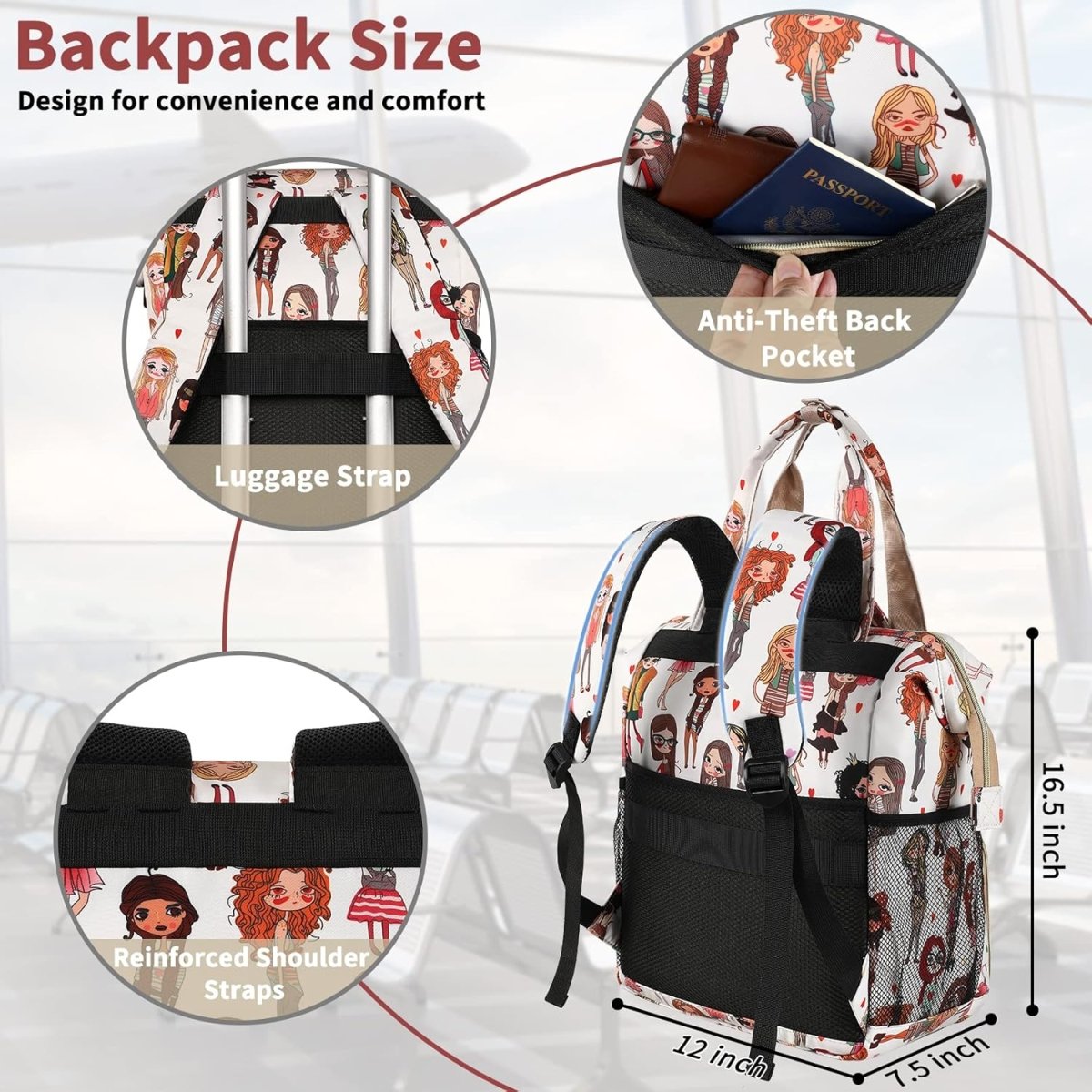 Travel USB Charging Port Water Resistant Laptop Backpack RF ID pocket - Lily Bloom