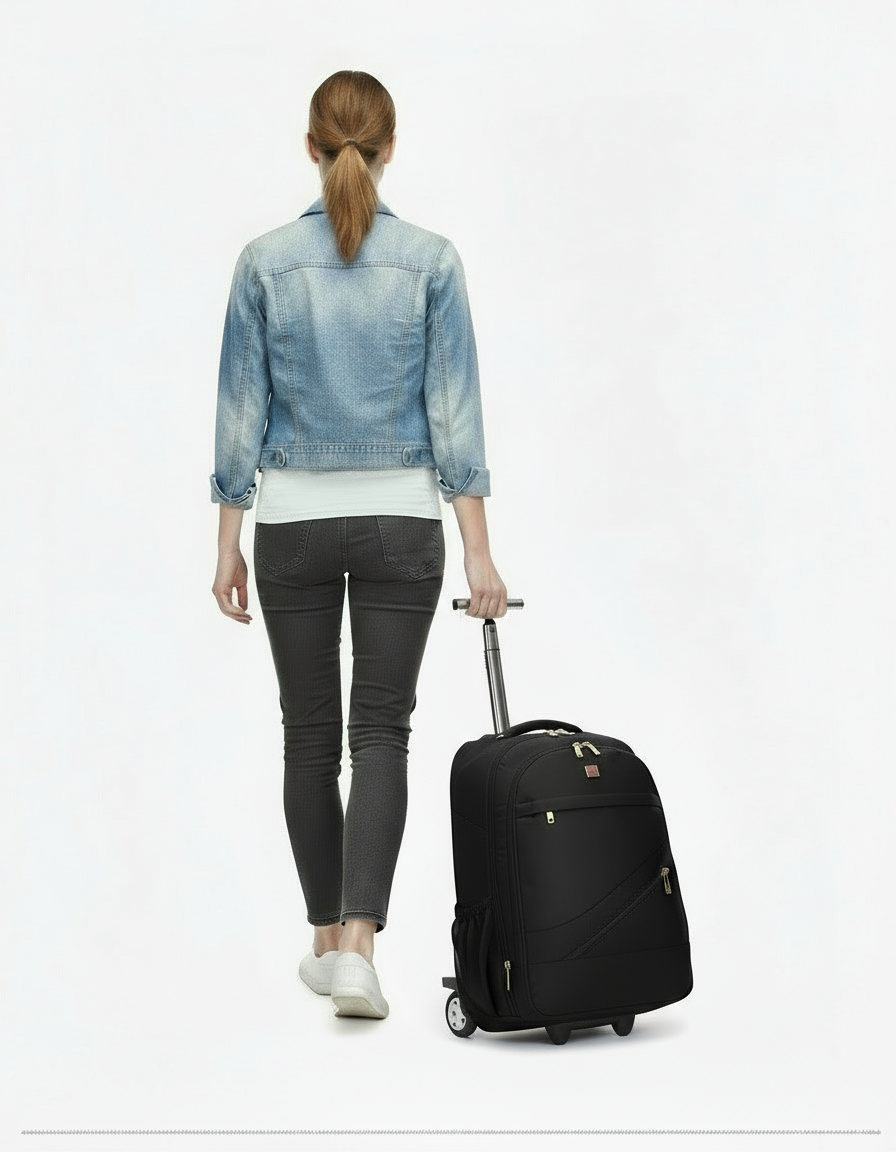 Rolling Wheeled Travel Backpack-Waterproof Carry-On Ready