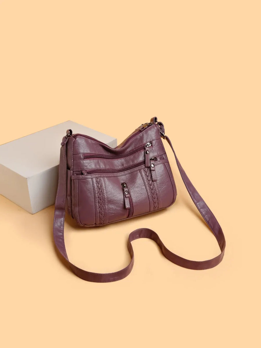 Vegan Leather Adjustable Strap Shoulder Bag - Lily Bloom