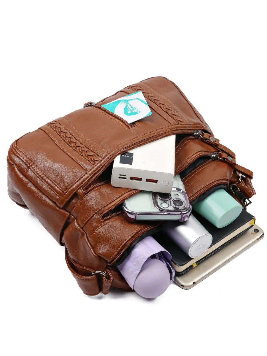 Vegan Leather Adjustable Strap Shoulder Bag - Lily Bloom