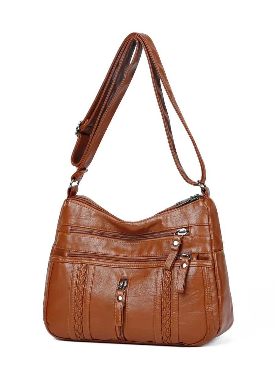Vegan Leather Adjustable Strap Shoulder Bag - Lily Bloom