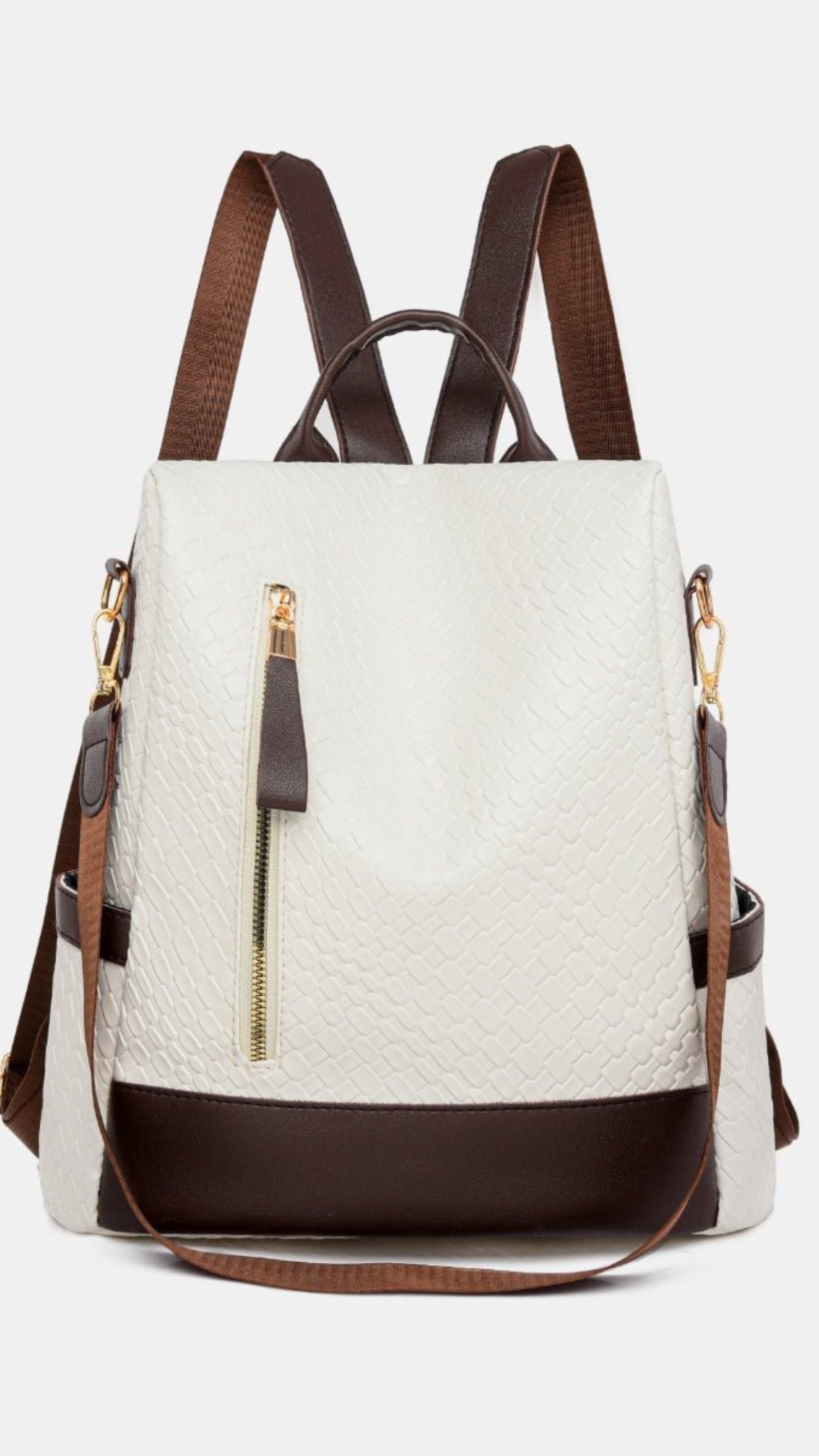 backpack purse vegan leather Nyra Webbing Strap Convertible travel. Vegan Leather Backpack Bag -