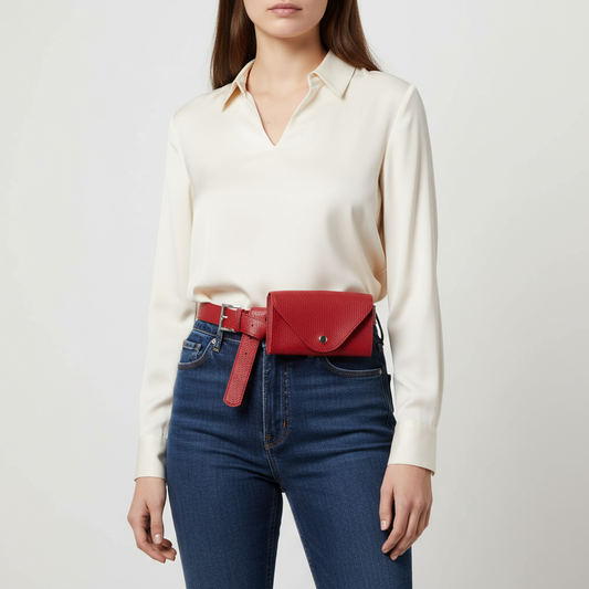 Vegan Leather Belt Phone Pouch Messenger Bag - Lily Bloom