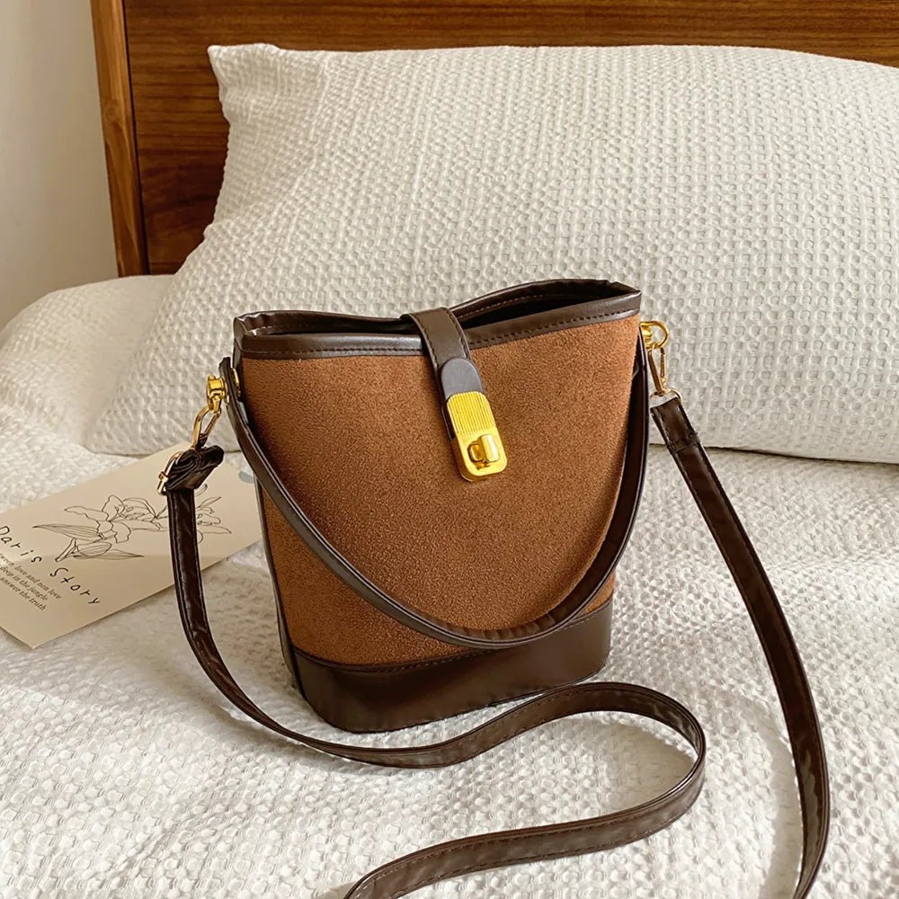 Vegan Leather Bucket Crossbody Bag - Lily Bloom