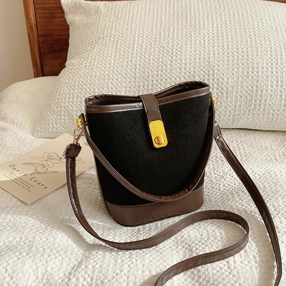 Vegan Leather Bucket Crossbody Bag - Lily Bloom