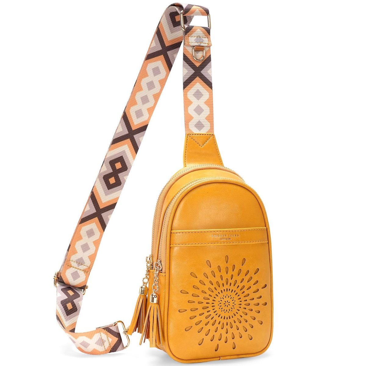 Vegan Leather Crossbody Bag Chest Bag with Adjustable Strap - Lily Bloom