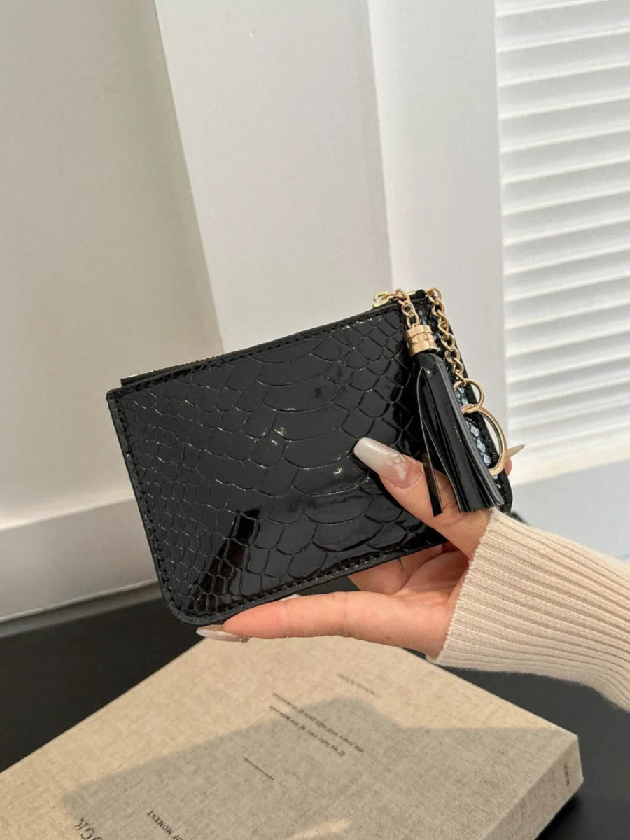 Vegan Leather Tassel Trim Card Case - Lily Bloom