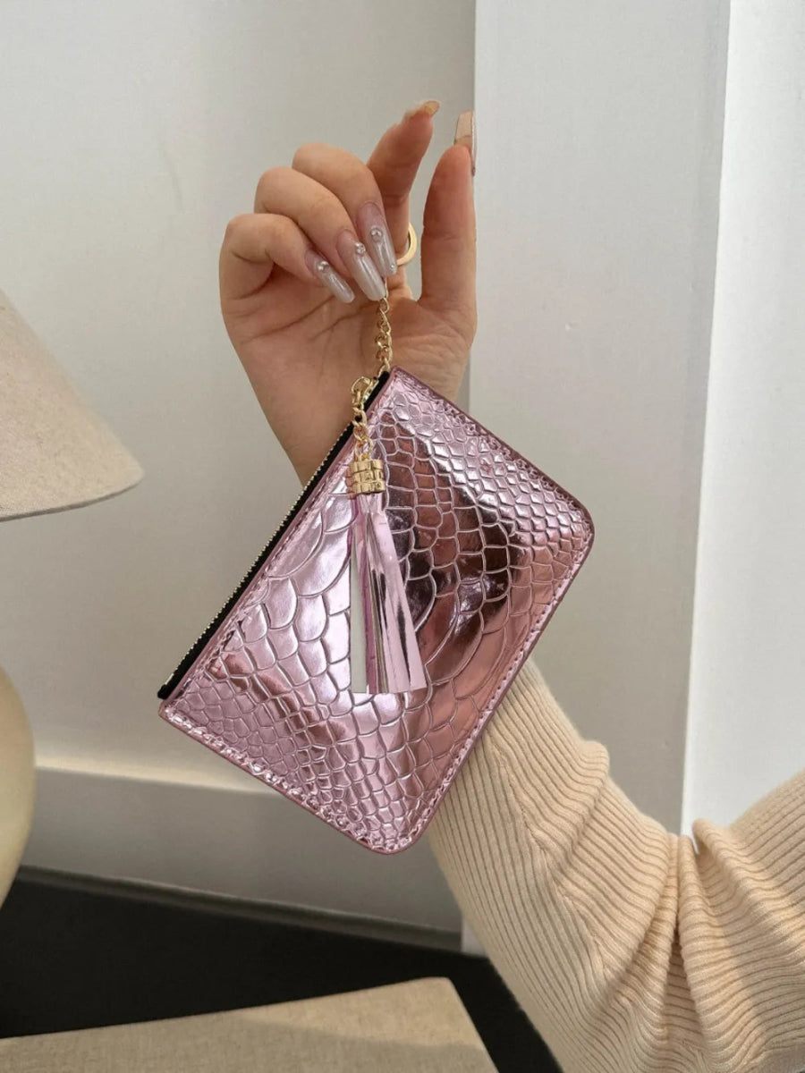Vegan Leather Tassel Trim Card Case - Lily Bloom
