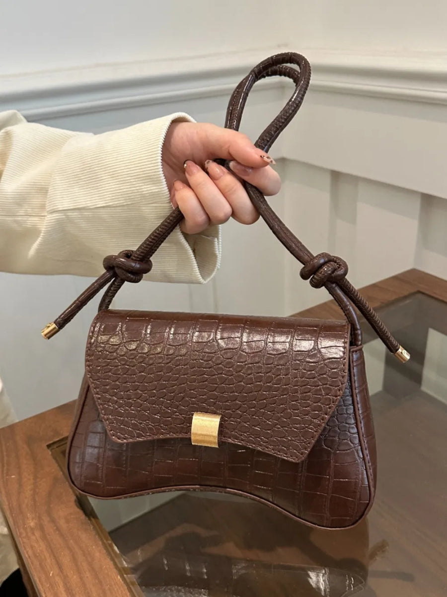 Vegan Leather Texture Crossbody Bag - Lily Bloom