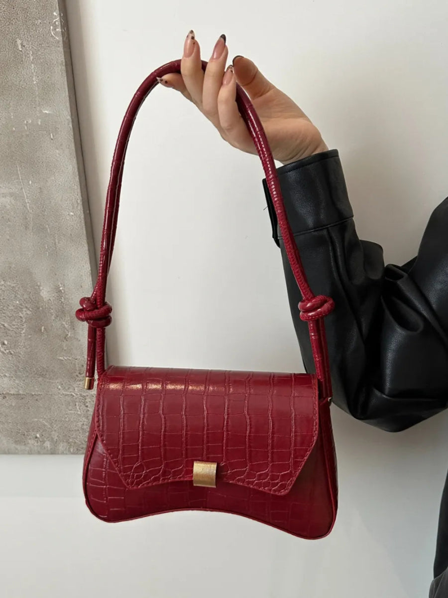 Vegan Leather Texture Crossbody Bag - Lily Bloom