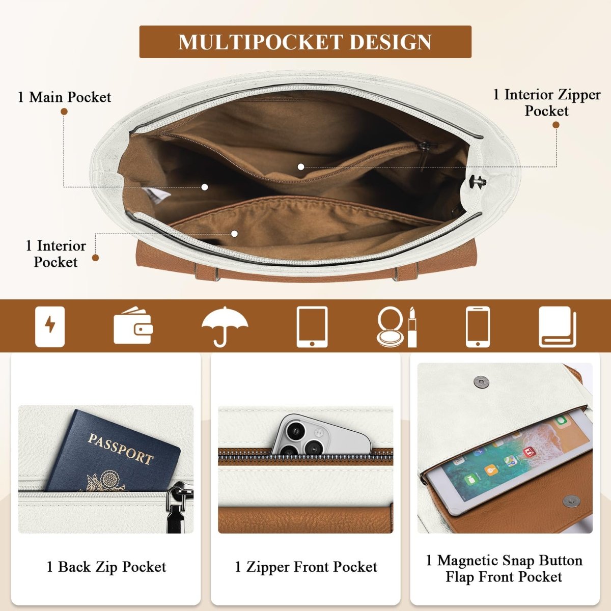 Waterproof Leather Crossbody Lightweight Shoulder Handbag - Lily Bloom