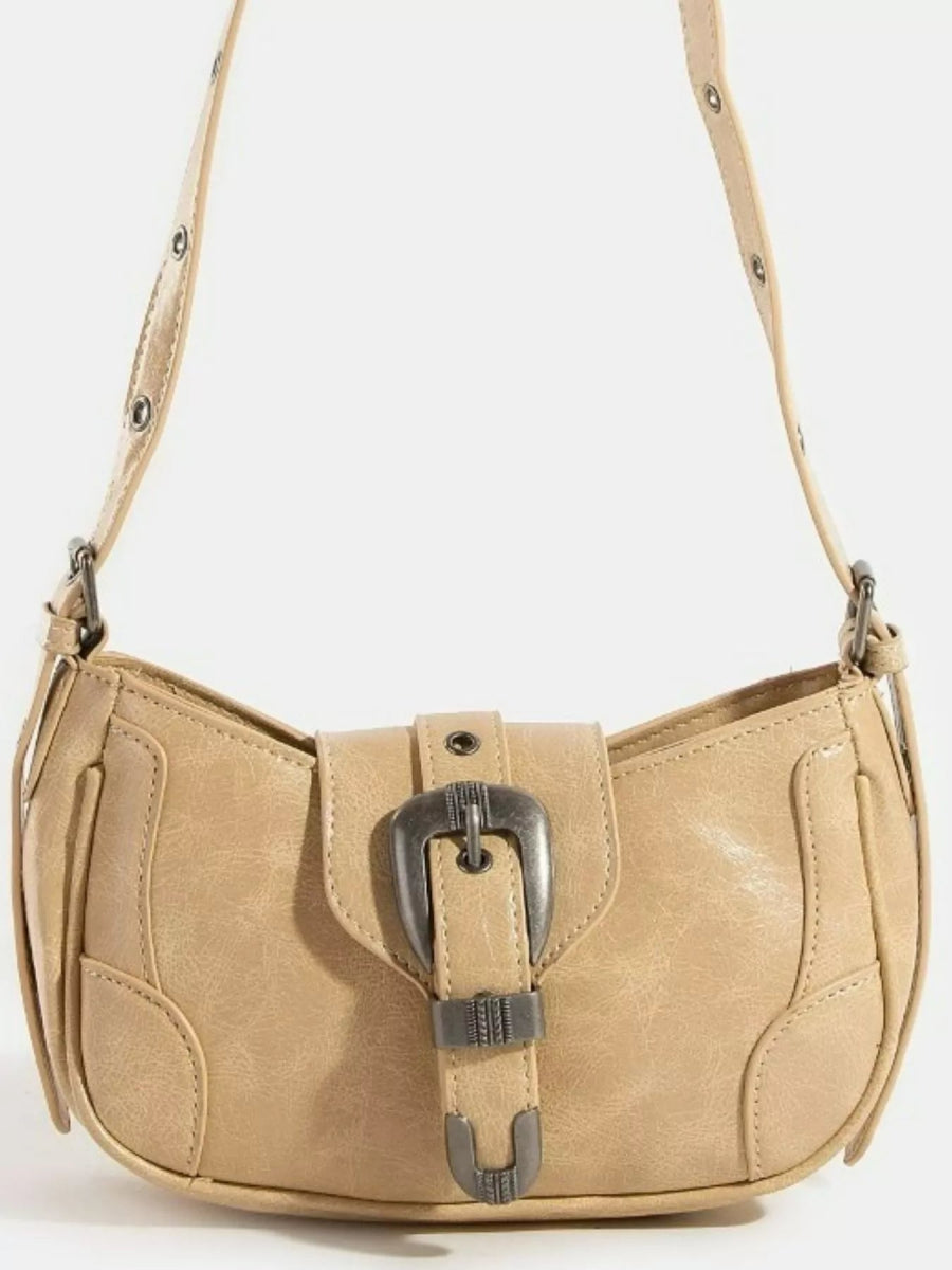 Western Buckle Accent Multi Panel Shoulder Bag - Lily Bloom