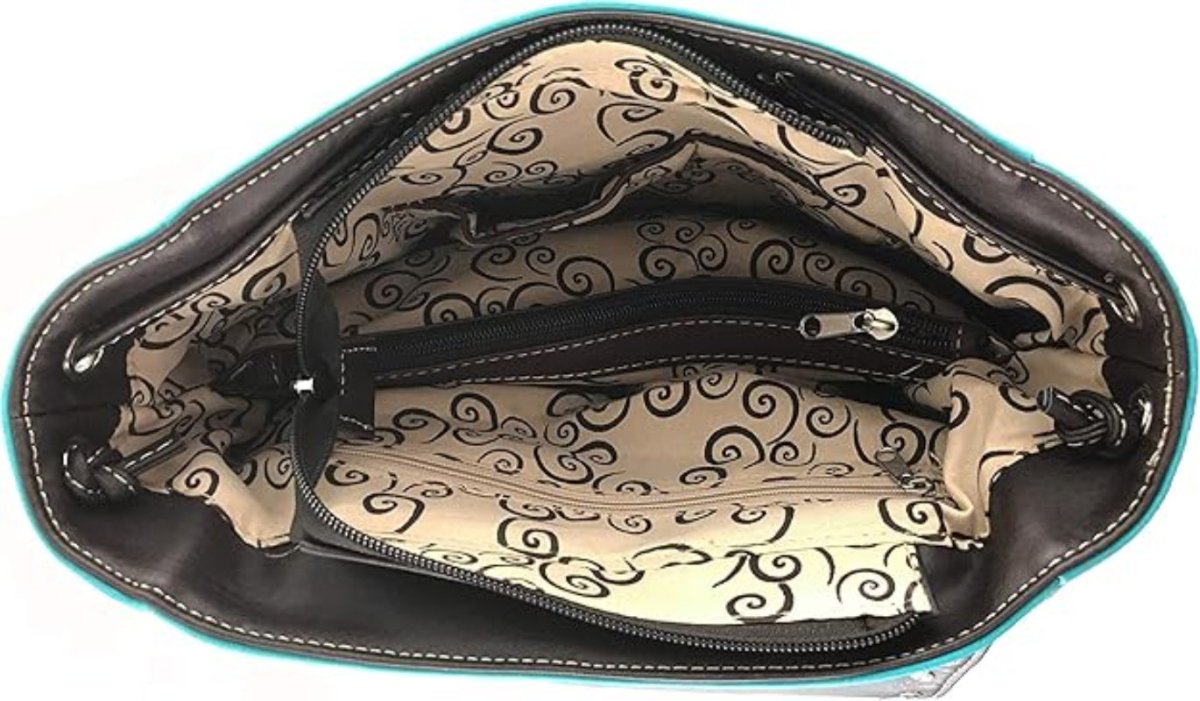 Western Buckle Drawstring Conceal Carry Backpack with Floral Embroidery - Lily Bloom