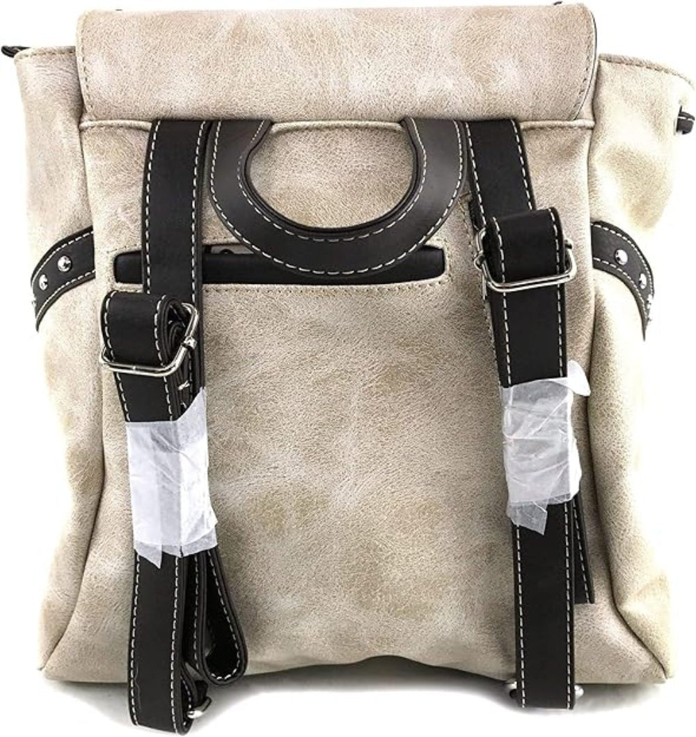 Western Buckle Drawstring Conceal Carry Backpack with Floral Embroidery - Lily Bloom