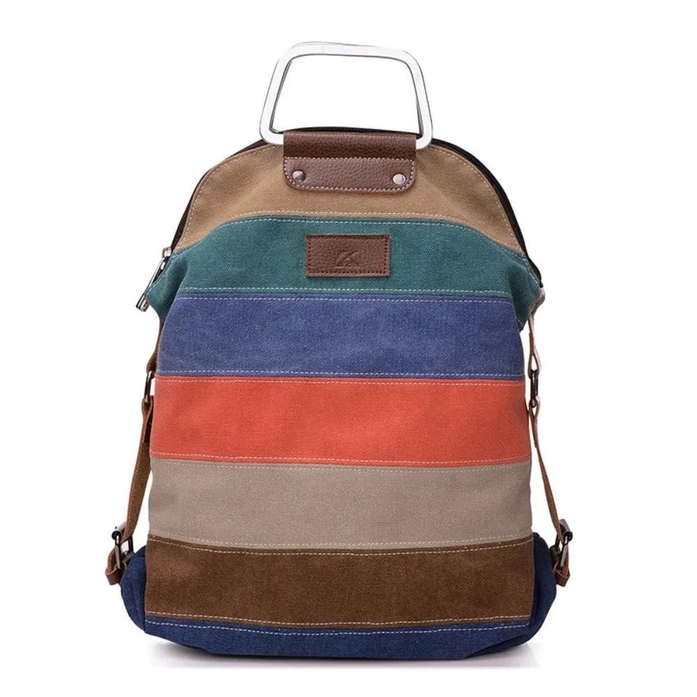 Women's Stripe Canvas Large Capacity Backpack - Lily Bloom