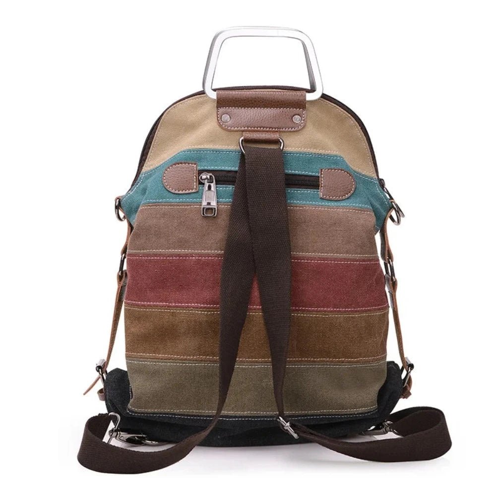 Women's Stripe Canvas Large Capacity Backpack - Lily Bloom