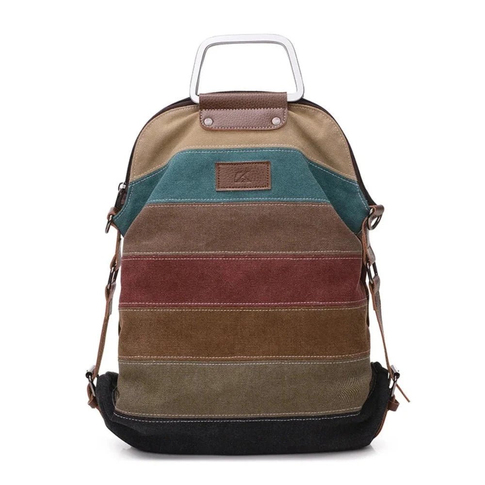 Women's Stripe Canvas Large Capacity Backpack - Lily Bloom