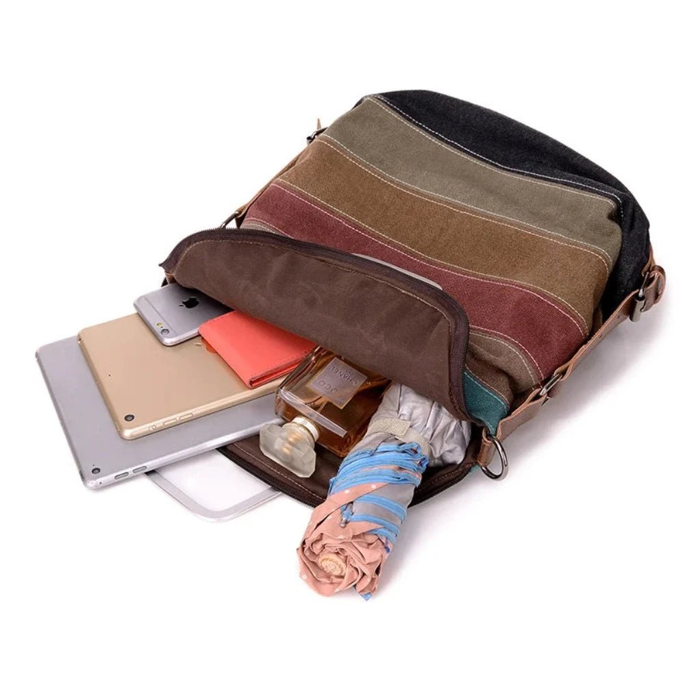 Women's Stripe Canvas Large Capacity Backpack - Lily Bloom