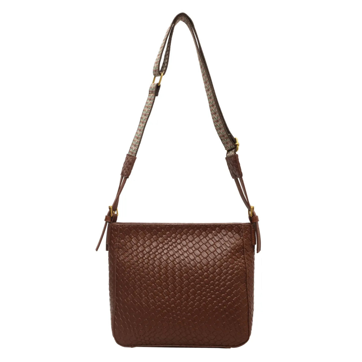Woven Leather Shoulder Bag with Adjustable Strap - Lily Bloom