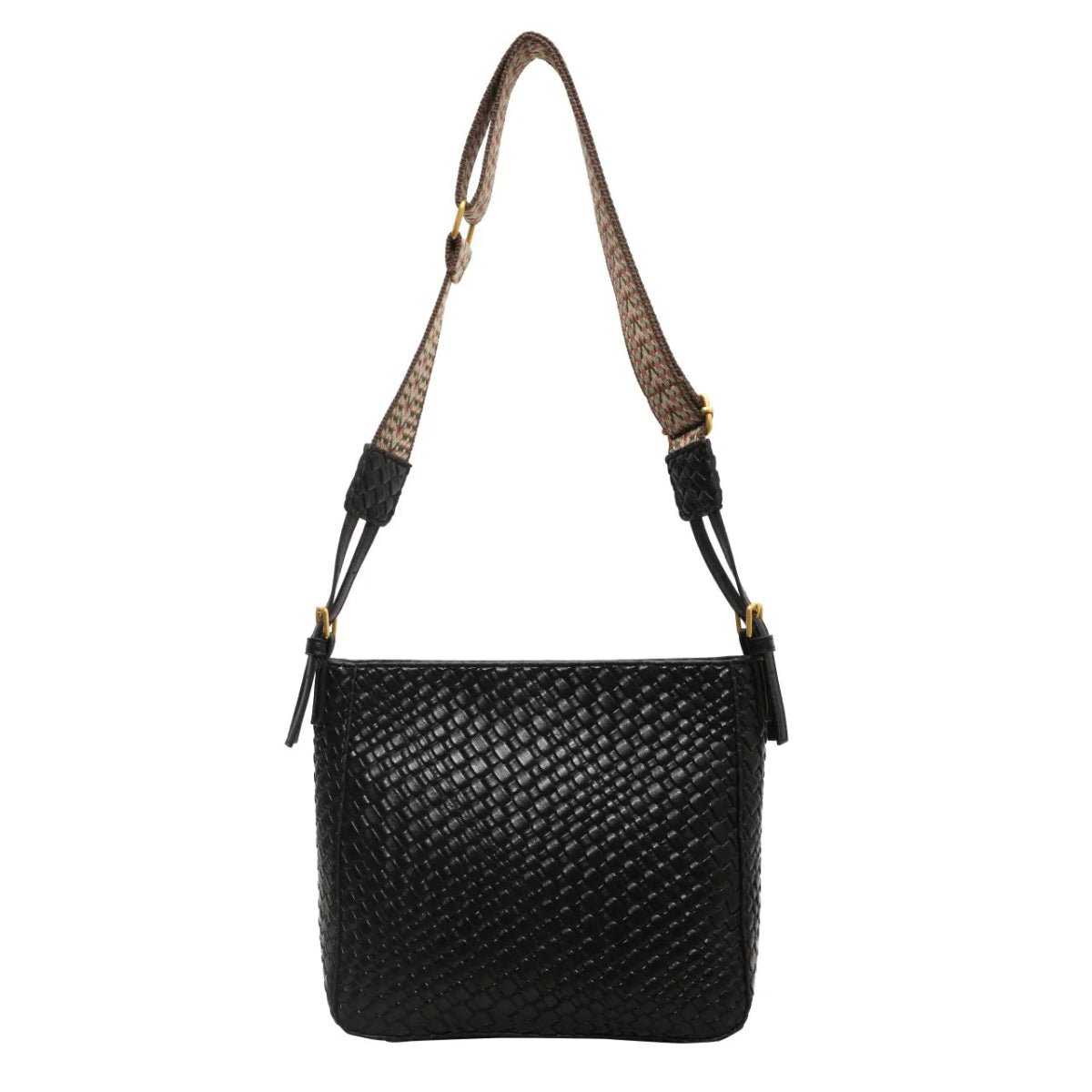 Woven Leather Shoulder Bag with Adjustable Strap - Lily Bloom